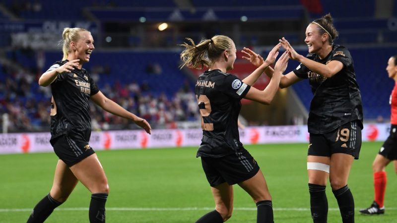 UWCL：阿森纳痛击里昂，巴萨在溃败中打入9球